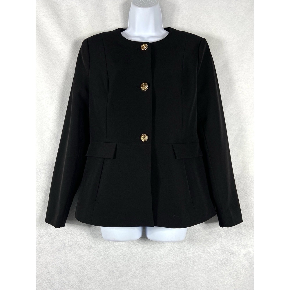 Jason Wu Jacket Women's 8 Black Blazer Peplum Corporate Chic Long Sleeve EUC